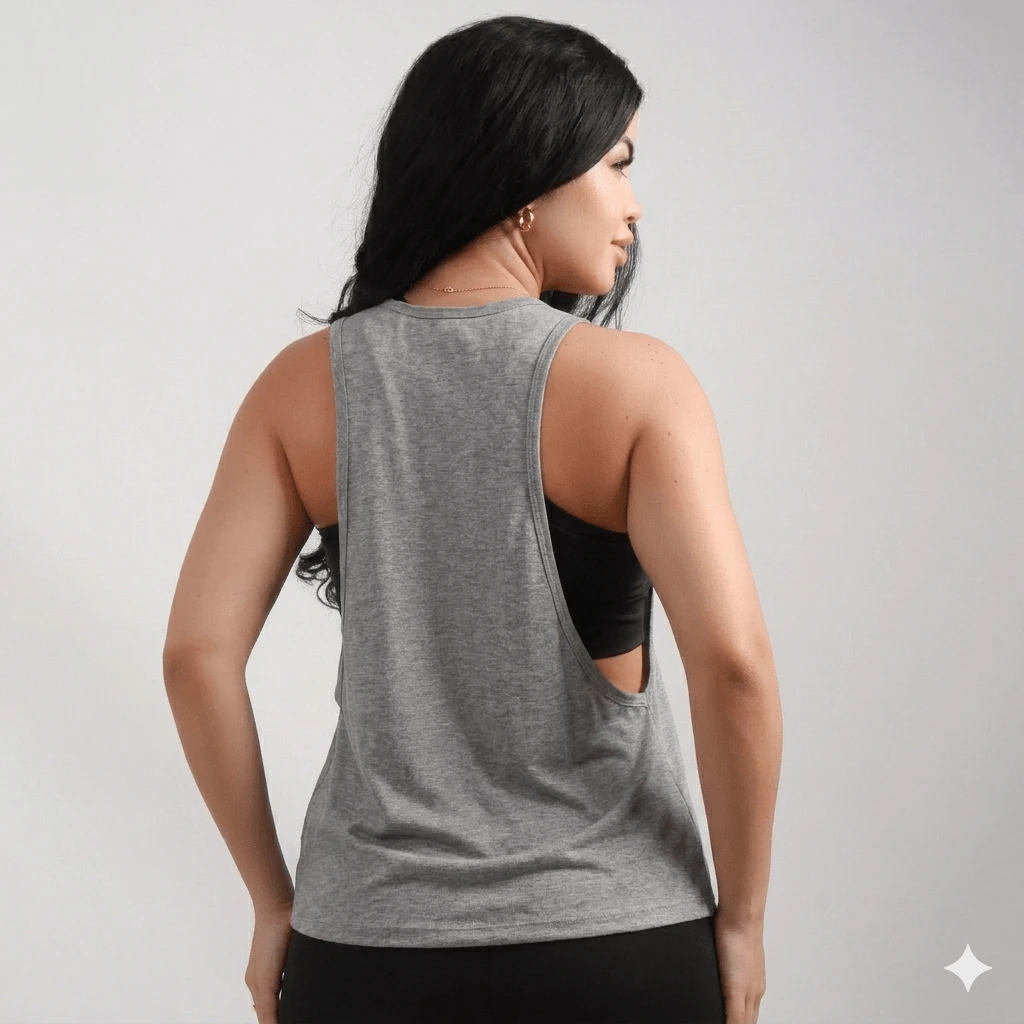 Women's Basic Plain Tank Top, Soft Touch Fitness Shirt - Light Grey - View 1