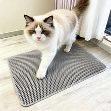 防水猫砂垫，可折叠双层宠物猫砂收集垫，宠物地毯垫，专用猫咪清洁用品，EVA双层猫砂垫带过滤层，防抓挠，三边锁边，防止猫砂泄漏 - 彩色 - 查看 2