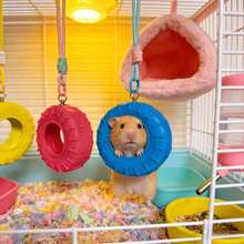 1pc Hanging Tire Swing For Small Pets, Hamster/Gerbil/Guinea Pig Chew Toy, Cage Decor Hanging Toy, Quality TPR Material, Suitable For Hamsters, Gerbils, Chinchillas, Rabbits And Other Small Rodents (Random Color) - View 5