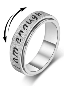 Anillo giratorio inspirador de acero inoxidable "Soy suficiente" - Joyería de uso diario elegante para todas las estaciones - Anillos personalizados para mujer - Ver 19