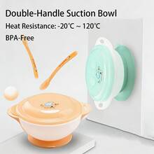 1 bát chống trượt có hai giác hút, nhẹ, chống rơi, dụng cụ ăn dặm di động cho bé. - Nhiều màu - Xem 1