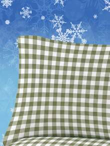 1/2 piezas Fundas de almohada minimalistas de color verde con estampado digital a cuadros, con un estilo retro de ropa de cama, diseño reversible suave, adecuado para la decoración de habitaciones con estilo rural. - Multicolor - Ver 15