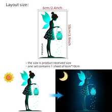 1pc Blue Lantern Fairy Silhouette Luminous Decorative Sticker, Dreamy Lighting Element Wall Decal, Self-Adhesive Removable Creative Sticker, Suitable For Home Decor, Glass Decor, Switch Decor, Etc. - Lantern Fairy - View 7