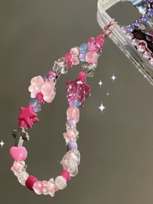 原装 Tuku Hot Girl Y2K 串珠星星手机链 美式复古 Ins 千禧年相机 CCD 挂链 - 玫紅色 - 查看 2