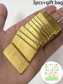 Mini Fake Gold Bar Set, Realistic Gold Ingot Decor, Photography Prop, Mini Model, Miniature - Multicolor - View 15
