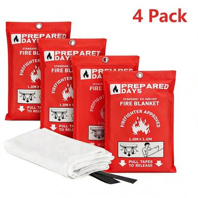Emergency Fire Blanket, 39.37X39.37IN Fiberglass Emergency Fire Blanket - Lightweight For Kitchen, Home, Outdoor Camping & Picnic, Fire Retardant Safety Blanket For Survival, Fire Suppression & Fireplace Use
