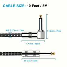 6.35mm 吉他音訊線，吉他線，電子樂器線，貝斯擴大機線，適用於電吉他、民謠吉他、貝斯吉他、電曼陀林，專業音訊連接線，錄音線，木製貝斯降噪，吉他配件 - 黑色 - 查看 5