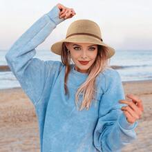 On-The-Go Summer Essential! Collapsible Wide-Brim Sun Hat - Roll Up & Store Anywhere. Removable Windproof Chin Strap For Windy Days. Premium Straw Material For Breathability. Ideal For Cruise, Pool Days & City Exploration. Design Loved By Fashion Bloggers.,Beach,Vacation,Holiday,Travel - Multicolor - View 6