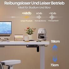 Devoko Electric Height-Adjustable Desk, 140/160/180 X 80 Cm, With Drawer, USB-A Charging Port, Computer Desk With Cable Management, Standing Desk With 3-Stage Memory Function, White/Black/Beige/Rust Brown - 查看 7