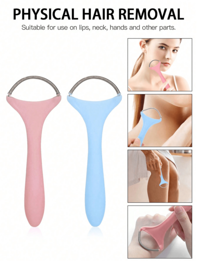 1pc Painless Facial Hair Remover, Portable Spring Roller Epilator, Spring-Loaded Hair Removal Tool, Lightweight Depilator, Suitable For Men And Women, Stainless Steel Spring Threaded Facial Hair Removal Tool
