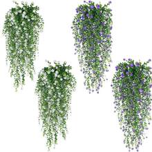 2pcs Artificial Hanging Plants, Fake Eucalyptus Leaf Vines, UV-Resistant Plastic Greenery For Home, Garden, Wedding, Party Decor Indoor And Outdoor - White - View 5