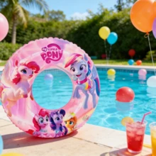 Hasbro Anneau de natation mignon en forme de poney rose, anneau de natation adorable pour l'été, anneau de natation pour piscine - Poney bleu et rose 1 pièce - Voir 6