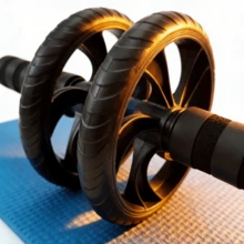 1pc Dual Wheel Abdominal Roller, Home Fitness Abdominal Wheel Trainer, Unisex Non-Slip Abdominal Roller, Gym & Home Exercise Equipment For Core Strength Training And Shaping - Black - View 3