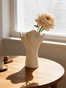 Elegante blütenförmige Vase für Heimdekoration – sanftes beige florales Tischzentrum, moderner minimalistischer Tischakzent, perfekt für Wohnzimmer, Schlafzimmer oder Büro, Einzelstück, Boho Chic & skandinavischer Stil, ideales Geschenk für sie, Einweihung oder Frühling - A - Übersicht 1