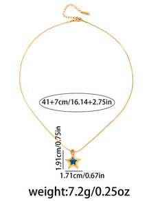 1件镀金绿色CZ钻石3D星星吊坠蛇骨链项链，Y2K可爱星星吊坠项链，适合女性日常、办公室、派对、生日、毕业典礼佩戴 - 金色 - 查看 10
