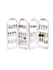 1 Earring Display Stand, Acrylic Foldable Jewelry Necklace Box Organizer - White - View 11