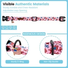 Lionheart Glory Patriotic American Flag Dog Collar 4th Of July Cute Pink Dog Collars Adjustable Pet Collar For Dogs Puppy Male Female - Pink - View 4