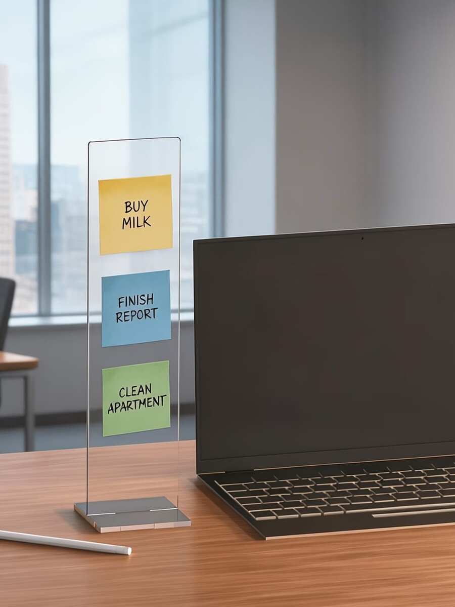 Detachable Transparent Acrylic Memo Board With Stand, Suitable For Computer Screens, Message Boards And Office Desks, Available In 2 Colors, Suitable For Back To School Season Office Desk Desk Office Supplies Office Accessories - Multicolor - View 1