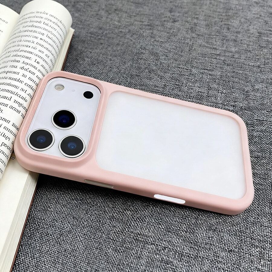 Ốp lưng điện thoại trong suốt viền hồng, chống rơi vỡ, bảo vệ toàn diện, tương thích với Apple 17, 17 Pro, 17 Pro Max, 16, 16 Pro, 16 Plus, 16 Pro Max, 15 Pro, 15 Pro Max. - Hồng - Xem 1