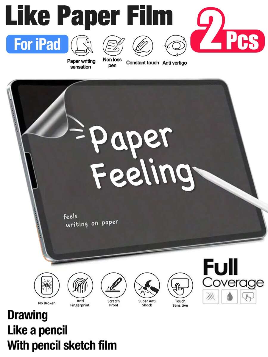 Yezodawee 平板电脑屏幕保护膜 2 片装,类纸质感屏幕保护膜,适用于 iPad 2024/ SE/ Tablet/荣耀平板电脑;绘图纸纹理膜,适用于三星 Galaxy Tab;高灵敏度软膜,适用于华为 MatePad Air;防眩光,母亲节礼物 - 無色 - 查看 1