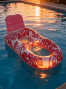 1个充气树叶躺椅漂浮垫，PVC成人水上休闲游泳圈吊床，适合泳池派对和休闲放松 - 水上休息位 - 查看 6