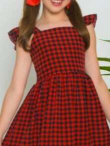 Girls' Checkered Dress For June Festivals, Children's, Ruffled, Elastic Straps, Lastex Back, Comfort, Perfect Fit, Casual Style, Elegant, Children's Ages 4, 6, 8, 10, 12 Years, Modern Clothing, Fashionable Look, School, Outings, June Festivals, Arraial, São João, July Festivals, Quadrilha, Quermesse, Lightweight, Breathable, Loose Fit, Classic, Timeless Design, Flared Dress, Checkered Print, Visual Highlight, High Quality, Premium Finish, Soft, Durable Fabric, Adjustable Fit, Children's Fashion, European, Versatile, Everyday, Complete Look, Stylish Girl, Comfortable, Practical, Easy To Wear, Charming Look, Ideal Gift, Birthday, Special Dates, Children's Photography Clothing, Sophisticated Appearance, Movement, Lightness, Elegance, Satisfaction Guarantee, Secure Purchase, Limited Stock, High Demand - 紅色 - 查看 2