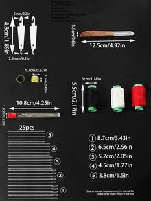 34pcs Sewing Tool Kit, Multi-Size Hand Sewing Needles Set With Threader/Thimble/Seam Ripper/Sewing Thread/Needle Case, Suitable For Clothing Repair, DIY Sewing, Embroidery, Household Daily Use - Hand Sewing Needle Set - View 7