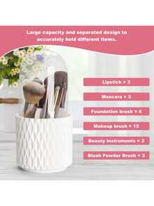 Makeup Brush Holder Organizer With Lid -360° Rotating Dustproof Make Up Brushes Container With Clear Acrylic Cover, Spinning Cosmetics Holders Storage Cup With 5 Compartment - View 5