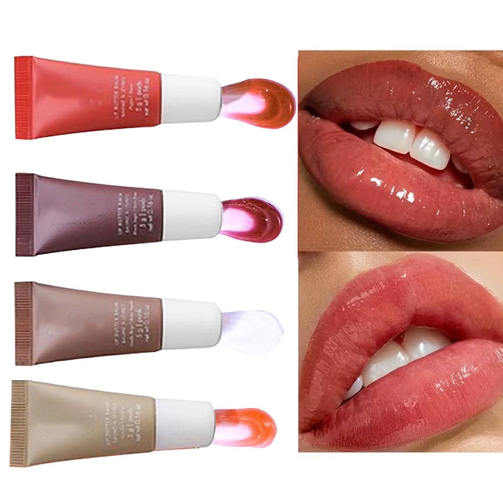 Bálsamo labial con color (4 unidades): acondicionador vegano para labios, humectación, brillo e hidratación instantáneas. Suaviza los labios secos con un tono translúcido. Mascarilla y bálsamo labial acondicionador para labios, humectación, brillo e hidratación instantáneas. Cuidado labial calmante con un tono translúcido. - Multicolor - Ver 1