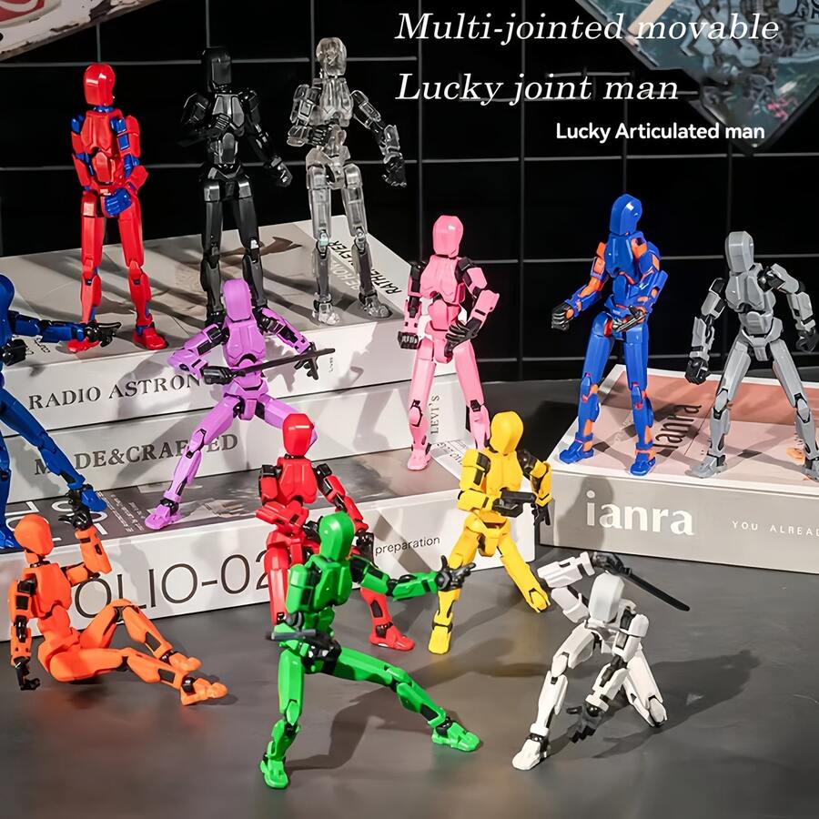 6pcs Movable Action Figure 3D Toy Model, Multi-Joint Posable DIY Assembly Numerical Character Desktop Decor, Comes With Various Weapons, Christmas/Halloween Gift Set