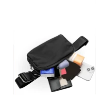 Sports Waist Pack/Crossbody Bag, Suitable For Running, Hiking, Cycling, Fitness And Other Sports, Fashion Casual Minimalist, Unisex, Suitable For Students. Mini Waist Pack With Adjustable Shoulder Strap, Unisex, One Shoulder Crossbody Bag, Suitable For Outdoor Sports, Running, Travel, Black, College Style Waist Pack, Suitable For The First Day Of School. - 黑色 - 查看 2