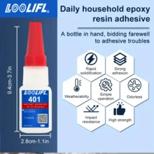LOOLIFL 6PCS 401 Keo siêu dính khô nhanh, keo cyanoacrylate, dùng cho da, cao su, thủy tinh, gỗ, kim loại, độ bám dính mạnh, dụng cụ keo lỏng 10g - LK401 - Xem 6