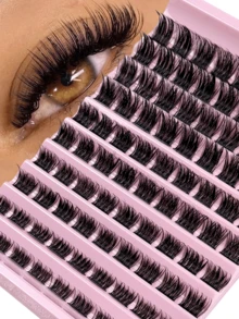 Hinarin 90pcs D-Curl Fluffy 3D Faux Mink Lashes, Cluster Design, Soft Ultra-Fine Lash Strips, Reusable, DIY Lash Extension, Create Dramatic Makeup, Suitable For Parties - D - View 2