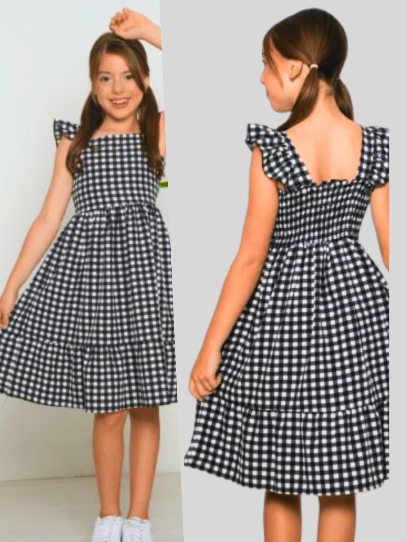 Girls' Checkered Dress For June Festivals, Children's, Ruffled, Elastic Straps, Lastex Back, Comfort, Perfect Fit, Casual Style, Elegant, Children's Ages 4, 6, 8, 10, 12 Years, Modern Clothing, Fashionable Look, School, Outings, June Festivals, Arraial, São João, July Festivals, Quadrilha, Quermesse, Lightweight, Breathable, Loose Fit, Classic, Timeless Design, Flared Dress, Checkered Print, Visual Highlight, High Quality, Premium Finish, Soft, Durable Fabric, Adjustable Fit, Children's Fashion, European, Versatile, Everyday, Complete Look, Stylish Girl, Comfortable, Practical, Easy To Wear, Charming Look, Ideal Gift, Birthday, Special Dates, Children's Photography Clothing, Sophisticated Appearance, Movement, Lightness, Elegance, Satisfaction Guarantee, Secure Purchase, Limited Stock, High Demand - 黑色 - 查看 1