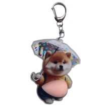 3D Sticker 1pc/2pcs 3D Pug Sleeping Keychain, Multifunctional Clip Decoration Accessory - Champagne - View 7