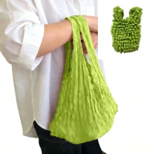 2pcs Portable Foldable Bag, Multipurpose Elastic Shopping Tote, Expandable & Reusable, Machine Washable Quick Dry Fabric, Suitable For Travel, Shopping And Daily Use, Can Be Used As Lunch Bag, Gift Bag And Storage Bag. - Multicolor - View 7