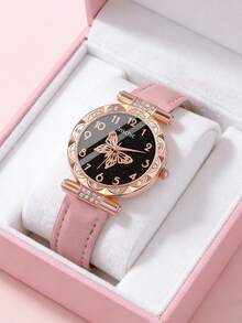 2/1 件套 - 一款优雅时尚的圆形蝴蝶石英表，搭配精致钱包，尽显女孩的优雅气质。适合女孩日常佩戴，也是生日/节日礼物、派对、假期、旅行、开学季装饰、情人节和新年礼物的理想之选。任何场合送给女孩的完美礼物。女孩的优雅配饰。 - 彩色 - 查看 13