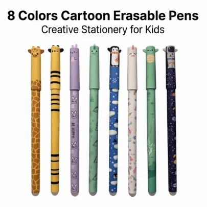 8pcs/Set New Erasable Pens, Smooth Writing, 8 Erasable Ink Colors, Suitable For Writing, Drawing And Drafting, Comes With Eraser, Applicable For Office, Journaling, Back To School, Halloween, Easter, Birthday Gifts