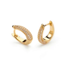 Khuyên tai vòng bằng bạc sterling 925 mạ vàng 18k kiểu dáng cổ điển sang trọng đính đá Zirconia, thích hợp cho bé gái đeo hàng ngày. - Bông tai vòng Zircon - Xem 10