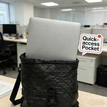 Travel Backpack PU Leather School Backpacks Slim & Spacious Travel Backpack, 16 Inch Laptop Business Foldable Backpack With Laptop Compartment Black Classic Quilted Pattern Storage Backpack For College Students, Business Computer Backpack, 2PCS - 2PCS BLACK - 查看 3