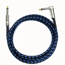 6.35mm 吉他音訊線，吉他線，電子樂器線，貝斯擴大機線，適用於電吉他、民謠吉他、貝斯吉他、電曼陀林，專業音訊連接線，錄音線，木製貝斯降噪，吉他配件 - 黑色 - 查看 1