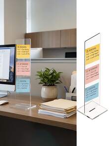 Detachable Transparent Acrylic Memo Board With Stand, Suitable For Computer Screens, Message Boards And Office Desks, Available In 2 Colors, Suitable For Back To School Season Office Desk Desk Office Supplies Office Accessories - Multicolor - View 9