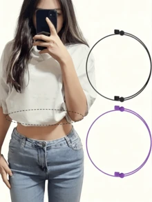 3pcs Adjustable Shirt Tuck-In Belt - Elastic Cinch Waist Belt - Adjustable Waistband For Tops, Sweaters, Blouses - Seamless Midsection Control, Shirt Stay, Waist Trainer, Seamless Design, Smooth Texture - Multicolor - View 5
