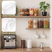 2pcs Transparent Plastic Jars With Lids, 26oz (Approx. 780ml), 8.5*15cm, Round Candy Storage Jars, Mason Jars, High PET Jars, Wide Mouth Food Storage Containers, Suitable For Dry Food, Spices, Nuts, Pasta - View 3