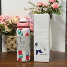 NEW Water Bottle 24oz 32oz,Multiple Colors Are Available,With Straw,Cold And Hot Water Can Be Insulated, Can Make Coffee, Frozen Drinks, Beautiful Appearance, Exquisite Workmanship, Suitable For Camping, Work, Indoor Use. - Nhiều màu - Xem 18