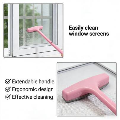 1个全新窗纱清洁工具，可重复使用的窗户清洁刷，用于除尘，家用窗户清洁配件