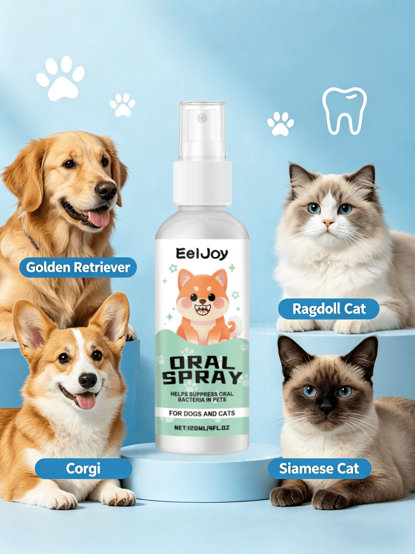 Spray de cuidado oral para mascotas, cuidado del aliento fresco, limpieza de dientes, spray para eliminar el sarro y las manchas