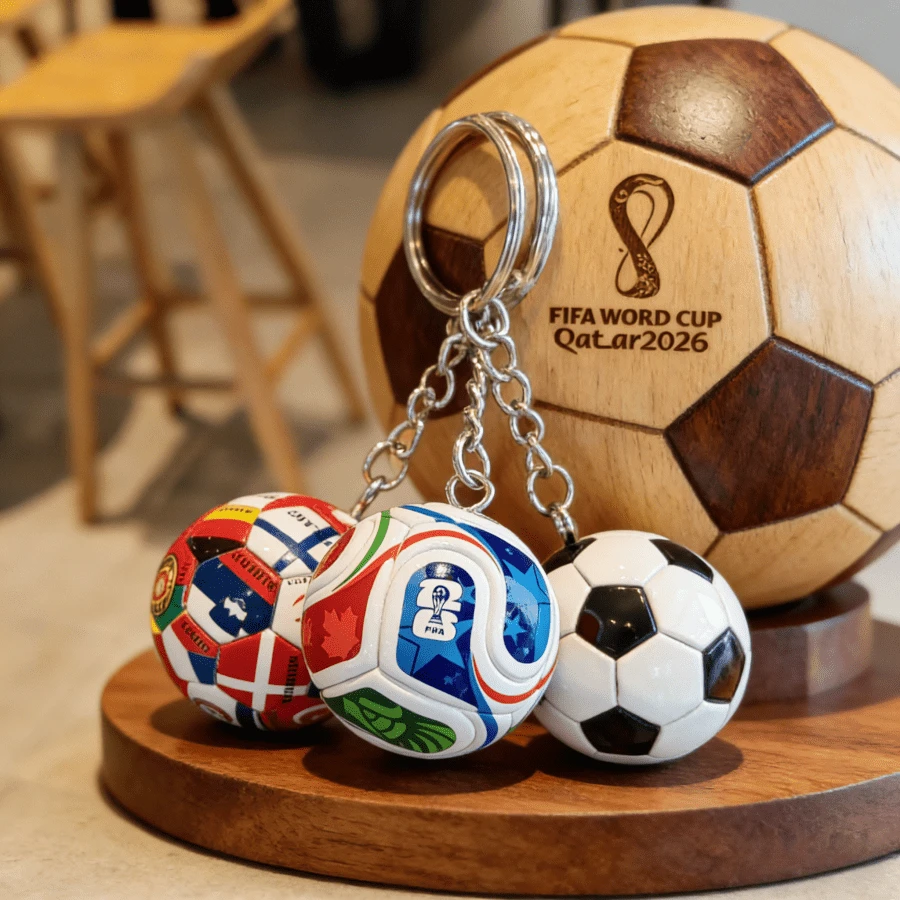 FIFA FIFA 2026美國、加拿大、墨西哥世界盃足球形狀鑰匙圈吊飾,賽事周邊商品,球迷禮物。產品融合國際足球賽元素,採用金屬材質結合精細烤漆與UV印刷工藝,耐用且堅固。足球圖案3D清晰,小巧輕便,可掛在背包和單肩包上。適合球迷收藏紀念,是給男孩、女孩、同學和朋友的高品質賽事紀念禮物。 - 彩色 - 查看 1