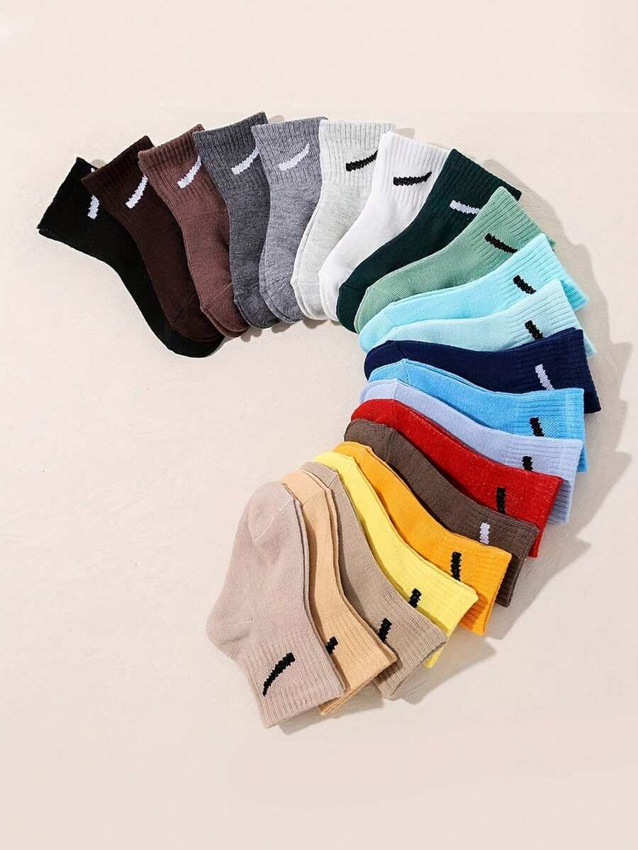 20/10/6 Pairs Baby/Kids Random Solid Color Casual Breathable Sports Socks, Comfortable Elastic Socks For Daily Wear, Back To School - Multicolor - View 1