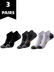 3 Pairs Men's Sports Ankle Socks, Low-Cut Athletic Socks With Reinforced Heel & Toe, Suitable For Running, Gym Workout & Training, Available In Multi-Pack & Multiple Colors - Multicolor - View 13
